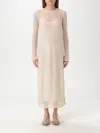 Pinko Sequined Mesh Midi Dress In Sand