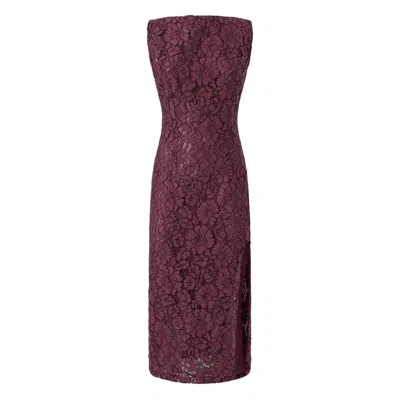 Pinko Strapless Dress Knee Length Lace Slit In Red