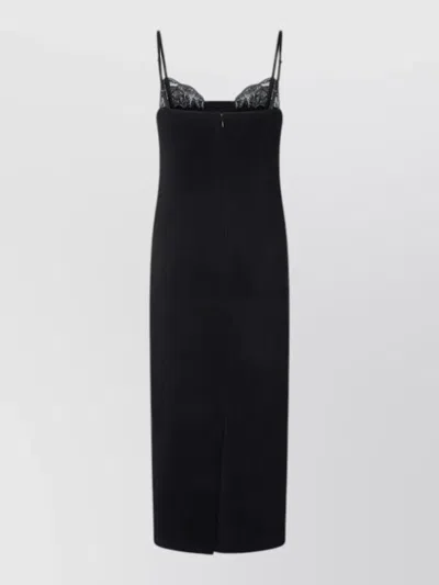Pinko Dress Spaghetti Straps Back Slit Lace Detail In Black