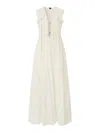 Pinko Robe Longue En Coton Avec Gilet Sans Manches Utilitaire In White
