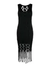Pinko Kill Bill Mesh Fringe Mini Dress In Black