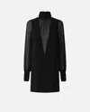 Pinko Dress With Georgette Sleeves And High Neck In Black