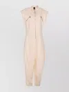 Pinko Dress With Zip Pockets And Elastic Waistband In Neutral
