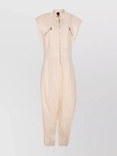 Pinko Dress With Zip Pockets And Elastic Waistband In Neutral