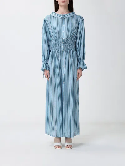 Pinko Dorthy Striped Button Down Maxi Dress In Blue