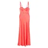 Pinko Robe Longue Élégante En Satin Brillant In Pink