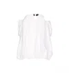 Pinko Bert White Dress With Exposed Shoulder Design And Removable Sleeves With Button In Cotton Woman