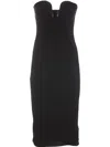 Pinko Fitted Black Stretch Viscose Midi Dress