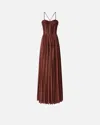 Pinko Pleated Maxi Dress With Spaghetti Straps