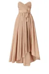 Pinko Strapless High-low Dress With Sweetheart Neckline In Brown