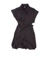 Pinko Draped Mini Dress Belted Waist In Black