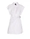 Pinko Waist Belted Buckle Mini Wrap Dress In White