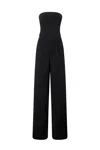 Pinko Strapless Black Jumpsuit With Structured Seams In Black