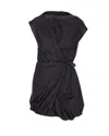 Pinko Cotton Dress With Pleated Skirt And Buttoned Shoulders In Blue