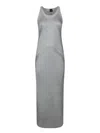 Pinko Form-fitting Grey Maxi Dress In Gray