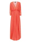 Pinko Orange Long Dress With Deep V-neck And Cut-out On The Back In Orange