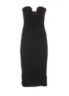 Pinko Fitted Black Stretch Viscose Midi Dress In Black
