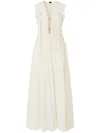 Pinko Robe Longue En Coton Avec Gilet Sans Manches Utilitaire In White