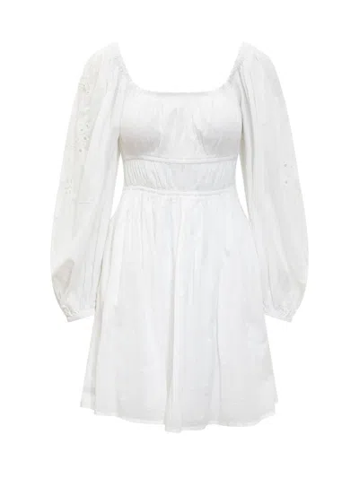 Pinko Broderie Anglaise Mini Dress In White