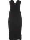Pinko Fitted Black Stretch Viscose Midi Dress In Black