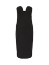 Pinko Fitted Black Stretch Viscose Midi Dress In Black