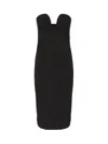 Pinko Fitted Black Stretch Viscose Midi Dress In Black