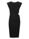 Pinko Buttoned Sleeveless Linen Dress In Black