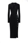 Pinko Button-up Midi Dress In Black