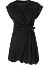 Pinko Cotton Dress With Pleated Skirt And Buttoned Shoulders In Multi