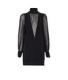 Pinko Dress With Georgette Sleeves And High Neck In Black