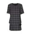 Pinko Check-pattern Belted Mini Dress In Black