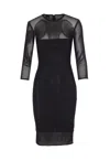 Pinko Dress Featuring Sheer Panel And 3/4 Sleeves In Black