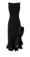 Pinko Midi Dress With Ruffle Detail And Fitted Silhouette In Black