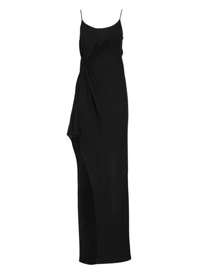 Pinko Capena Asymmetric Maxi Dress In Black