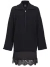Pinko Lace-detail Zip-up Dress In Black