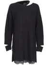 Pinko Black Short Dress With Cut-out Details In Cashmere Blend Woman In Black