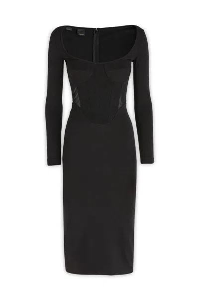 Pinko Anacleto Midi Viscose Dress In Black