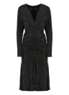 Pinko Full Rhinestone Jersey Midi Dress In Black