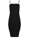 Pinko Forza Sleeveless Gathered Midi Crepe Dress In Black