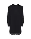 Pinko Black Short Dress With Cut-out Details In Cashmere Blend Woman In Black Limousine