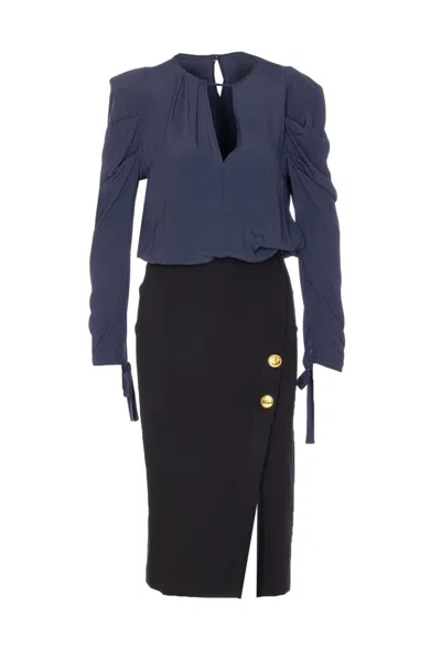 Pinko Omelette Dress With Bow And Keyhole In Multi