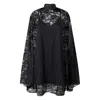 Pinko Rebrodè Lace Cape Mini Dress In Black