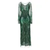 Pinko Dress With Sequins And Feathers In Green