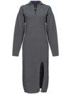 Pinko Spread-collar Knitted Midi Dress In Grey