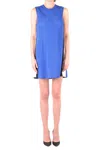 Pinko Blue Textured Mini Dress In Multicolor