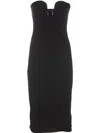 Pinko Fitted Black Stretch Viscose Midi Dress In Multicolor
