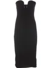 Pinko Fitted Black Stretch Viscose Midi Dress In Multicolor