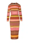 Pinko Robe Longue En Maille À Rayures Colorées In Multicolour