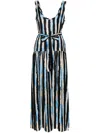 PINKO PINKO ONCE LONG DRESS WITH VERTICAL STRIPES AND BELT