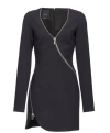 Pinko Zipped Crepe V-neck Minidress In Nero Limousine